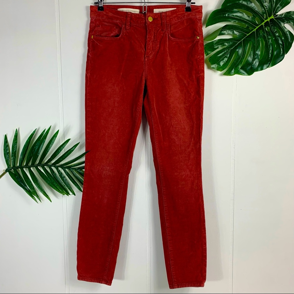PILCRO & THE LETTERPRESS “Script” Rust Corduroy Mid Rise Skinny Pants Size 28